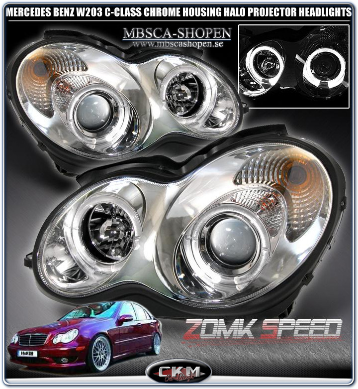 Clear frontlights projector 2pcs Angel Eyes Chrome