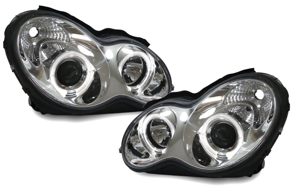 Clear frontlights projector 2pcs Angel Eyes Chrome - 3