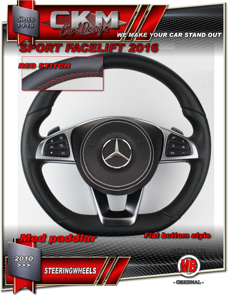 1. Steering Wheel sport FACELIFT 2016 OEM RED STITCH Leather - 5