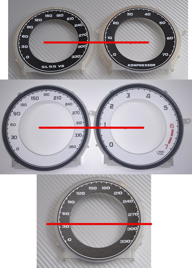Cluster dials SL55 mph to km/h 2pcs - 2