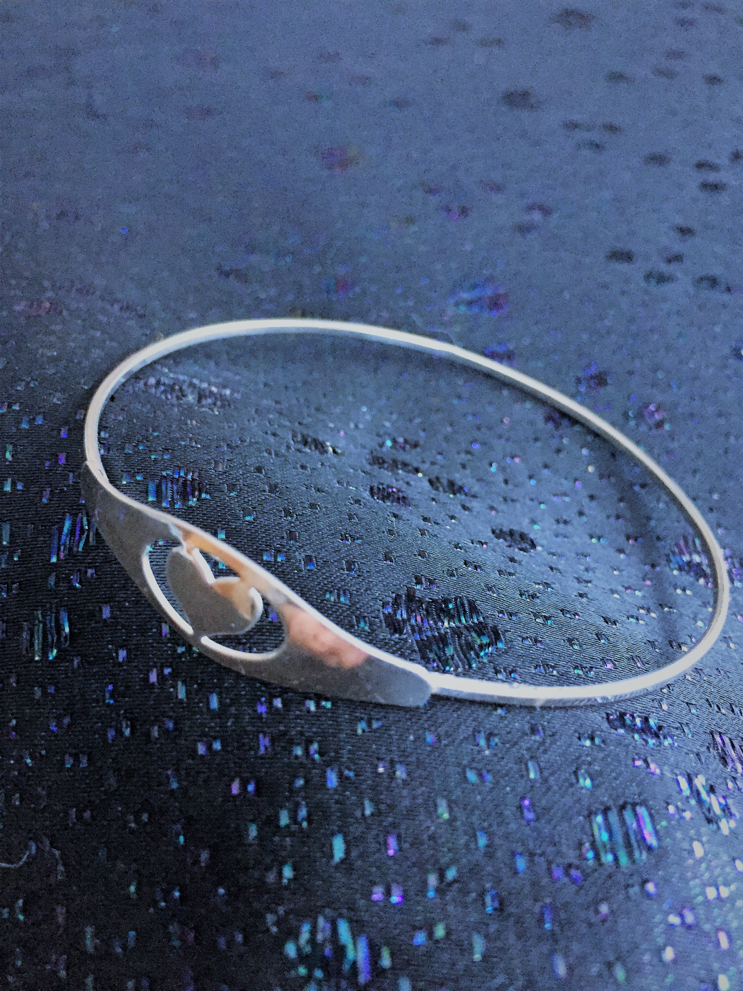 Armring i äkta silver med hjärta . 1980tal. - 2