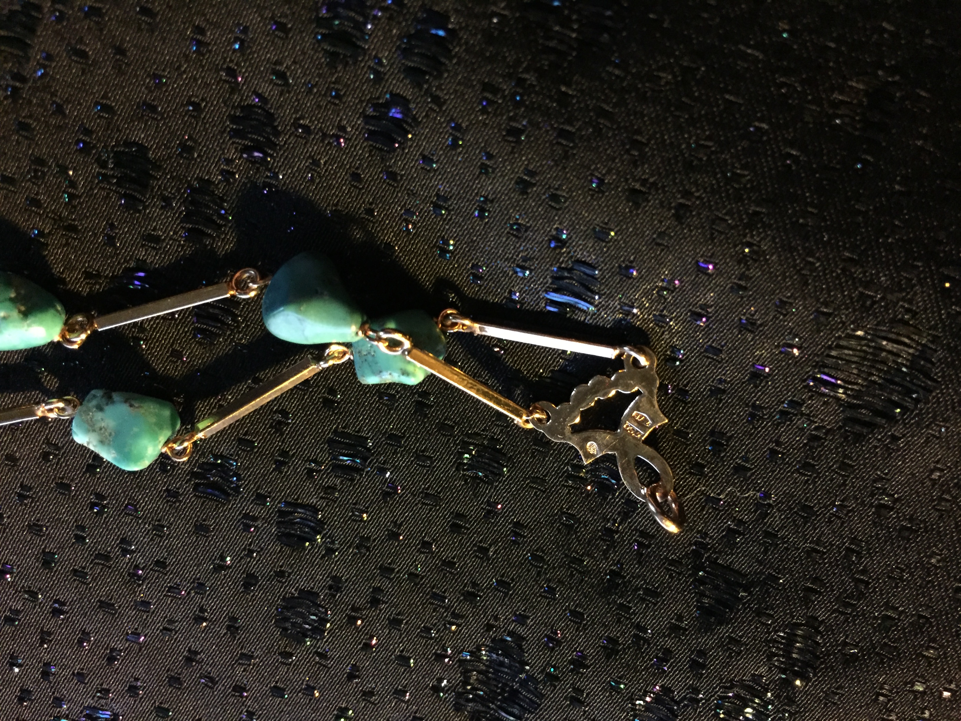 Armband i 18 K guld.Tvåradigt med äkta turkoser. - 5