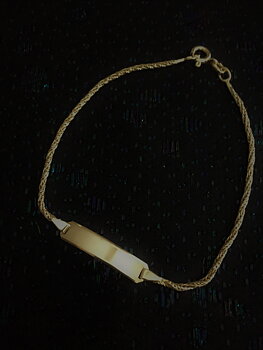 Armband i guldförgyllt silver med platta. Balestra.-70talet.18cm