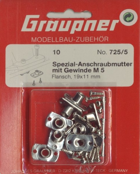 Special Screwing On Nut With Thread M5 Flange 19 x 11 mm, Pack of 7
