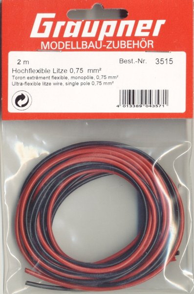 2 m Ultra-Flexible Wire, Single Pole 0.75 mm