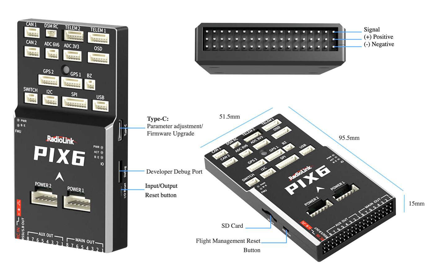 RADIOLINK RLPIX6 PIX6 Flight Controller - 16