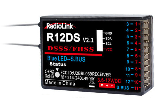 RADIOLINK RLR12DS Receiver R12DS 12-channels (AT9, AT9S, AT10, AT10ll)