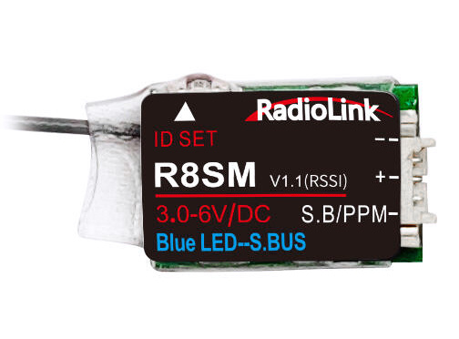 RADIOLINK RLR8SM Mottagare Mini R8SM 8-kanaler (T8FB, T8S, T16D, T12D)