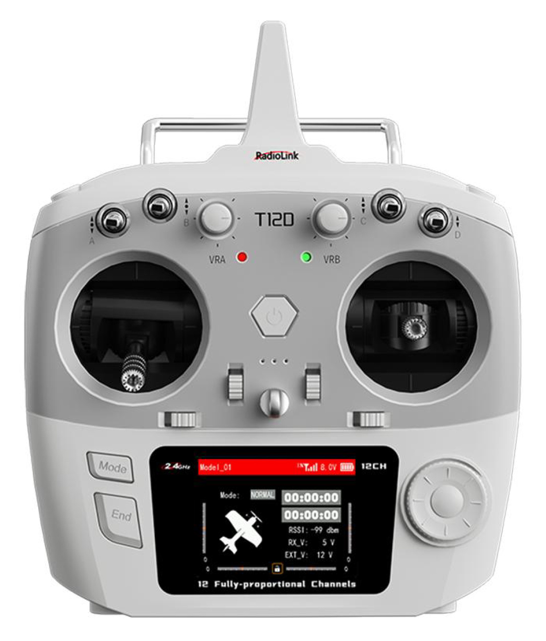 RADIOLINK RLT12DM2-1 T12D Mode-2 RC Transmitter with 2x R12F Receiver