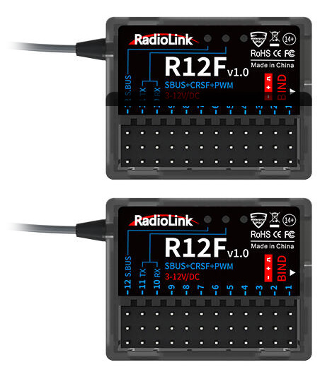RADIOLINK RLT12DM2-1 T12D Mode-2 RC Transmitter with 2x R12F Receiver - 2
