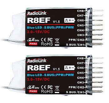 RADIOLINK RLT8SM2-1 T8S Mode-2 RC Transmitter Incl. LiPo & 2x R8EF Receiver