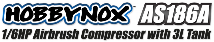 Hobbynox AS186A Hobbynox Airbrush Kompressor 1/6HP med 3L Tank (0-4BAR) - 5