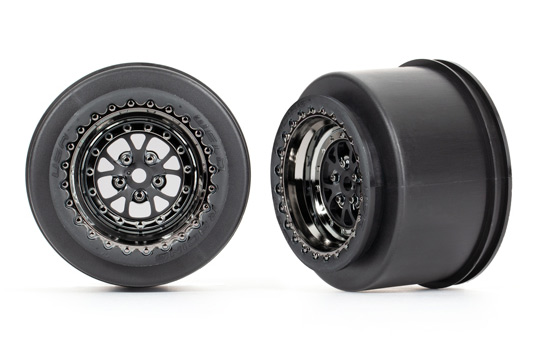 Traxxas 9473X Fälg Bak Svart Krom (2)  Drag Slash