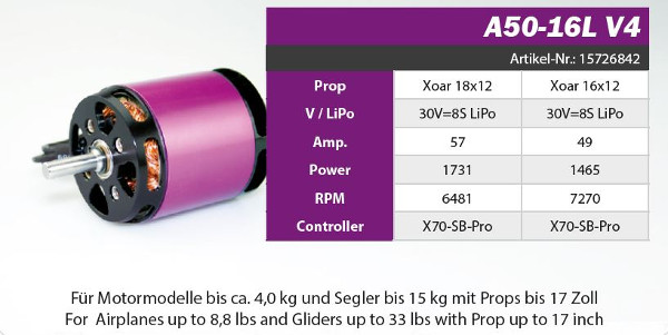 Hacker A50 16L V4 265kv 445g - 2