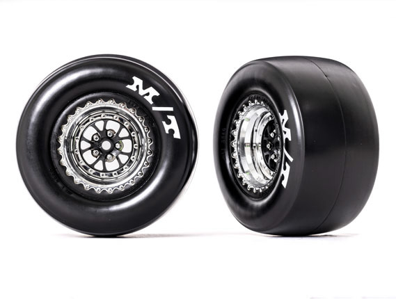 Traxxas 9476R Däck & Fälg Bak Krom Mickey Thompson (2)  Drag Slash