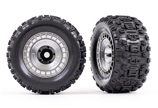 Traxxas 9572X Däck & Fälg Sledgehammer 3.8'' / Matt Krom 3-delad Eker (med Hjulnav) (2)