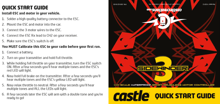 Castle Creations SIDEWINDER 3 ESC 12V 1/10 med 1406-4600KV Sensormotor - 6
