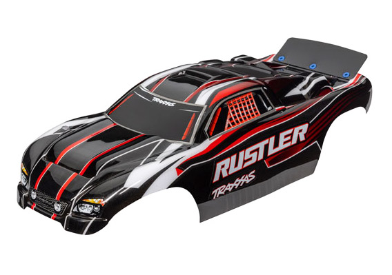 Traxxas 3750 Kaross Rustler 2WD Röd & Svart Målad*