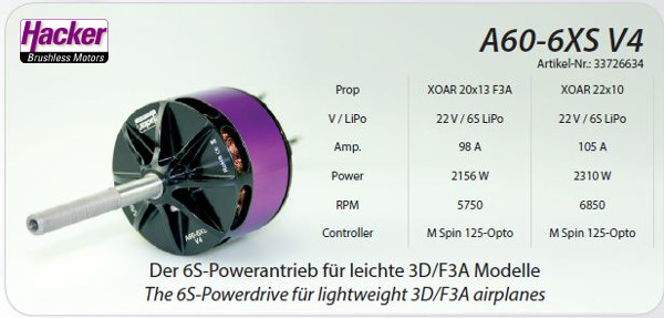 Hacker A60 6XS V4 370kv 480g - 2