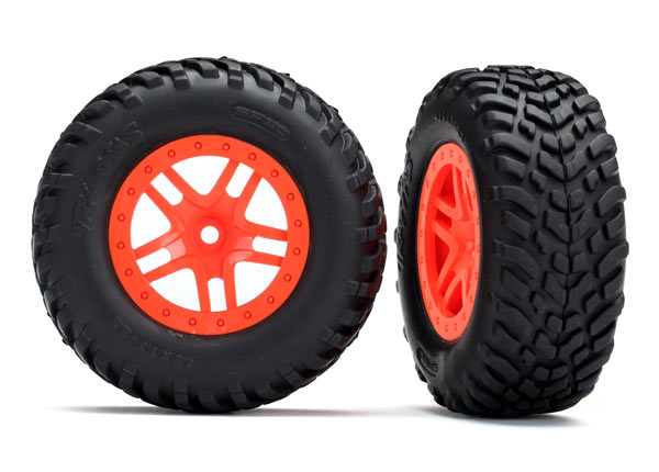 Traxxas 5892 Däck & Fälg SCT / SCT S-Spoke Orange 4WD/2WD Bak TSM (2)