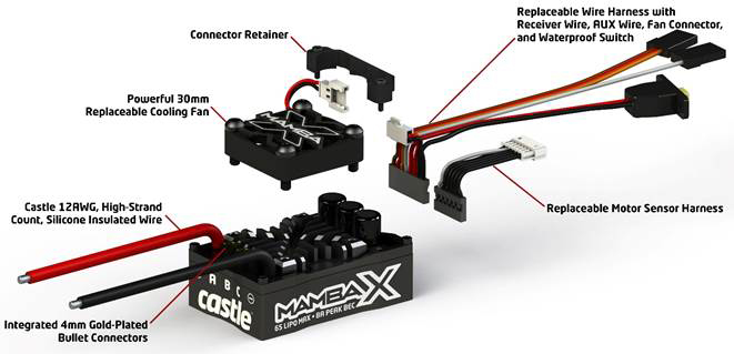 Castle Creations MAMBA X Sensor ESC 25,2V 8A Peak BEC WP - 15