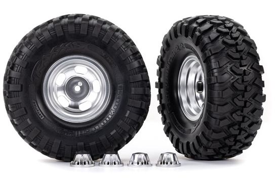 Traxxas 8159 Däck & Fälg 2,2" Canyon Trail / Matt Krom med Navkapslar (Kräver Hjulaxel #8255A)