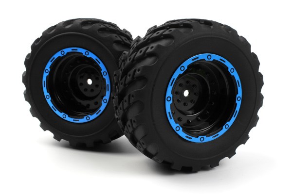 Blackzon 540182 Smyter MT Wheels/Tires Assy (Black/Blue/2pcs)