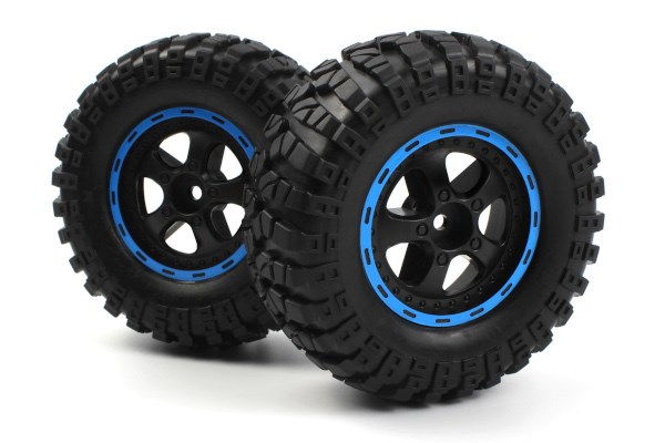 Blackzon 540184 Smyter Desert Wheels/Tires Assembled (Black/Blue/2