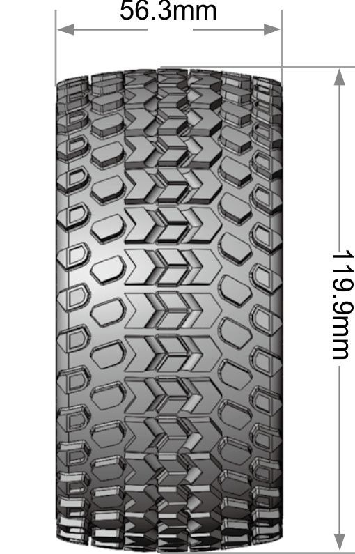 LOUISE RC WORLD LT3314SX Däck & Fälg ST-HUMMER 1/10 Soft MFT (Lös 12, 14 & 17mm Hex) (2) - 2