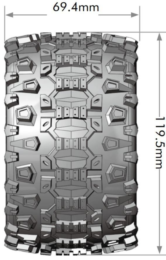 LOUISE RC WORLD LT3204SX Tires & Rims MT-UPHILL 1/10 Soft (Loose 12, 14, and 17 mm Hex) (2) - 2