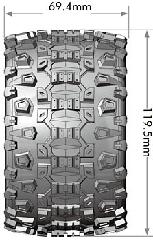 LOUISE RC WORLD LT3204SX Tires & Rims MT-UPHILL 1/10 Soft (Loose 12, 14, and 17 mm Hex) (2)