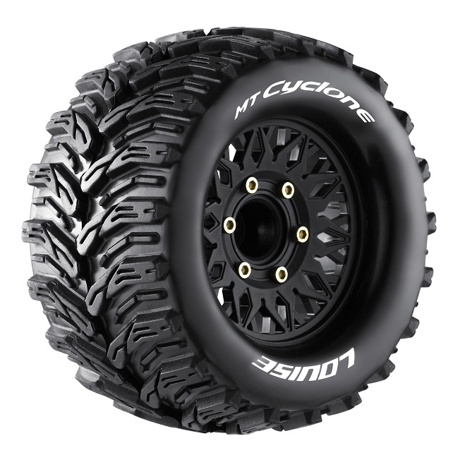 LOUISE RC WORLD LT3226SX Tires & Rims MT-CYCLONE 1/10 Soft (Loose 12, 14, and 17 mm Hex) (2)