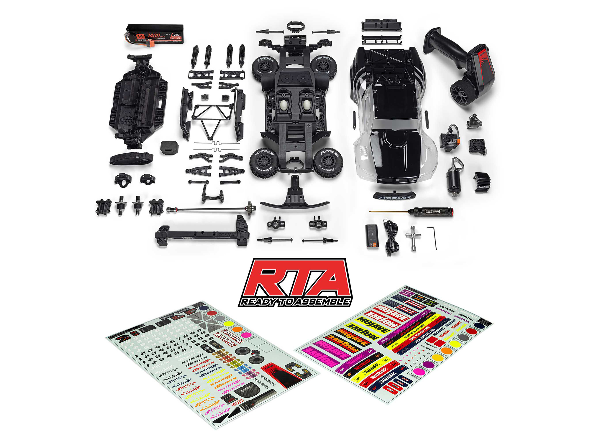 Arrma 1/16 MOJAVE GROM 4X4 RTA KIT Brushed Desert Truck (Battery &amp; Charger Included), Clear/Black - 3