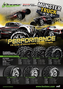 LOUISE RC WORLD LT3277B Tires & Rims MT-ROCK 3.8" Black 0-offset (2)*