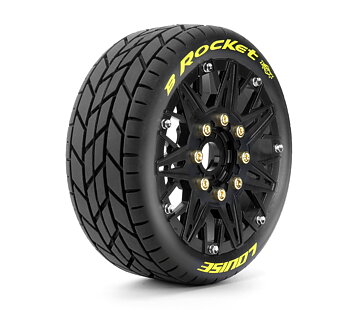 LOUISE RC WORLD LT3362SB Tire & Rim B-ROCKET 1/8 Buggy Soft MFT (Loose 17mm Hex 0" &amp; 1/2" Offset) (2)