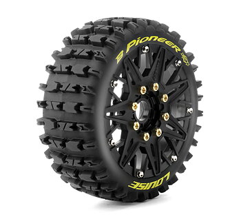 LOUISE RC WORLD LT3363SB Tires & Rims B-PIONEER 1/8 Buggy Soft MFT (Loose 17mm Hex 0" &amp; 1/2" Offset) (2)