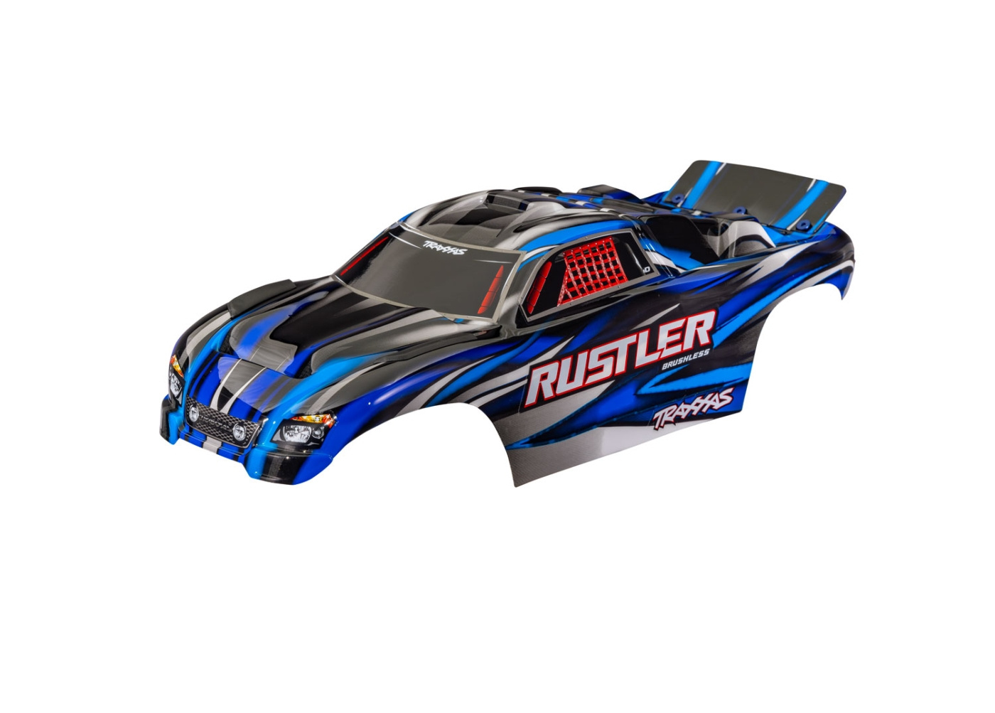 Traxxas 3721-BLUE Kaross Rustler 2WD Clipless Blå