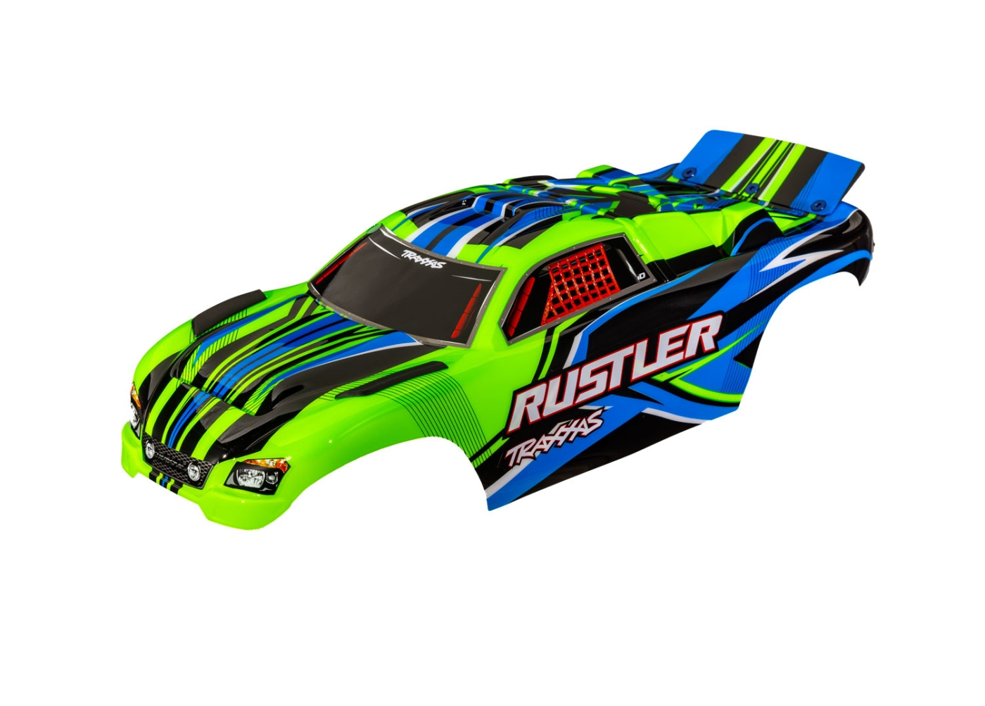 Traxxas 3734-GRN Kaross Rustler 2WD Clipless Grön