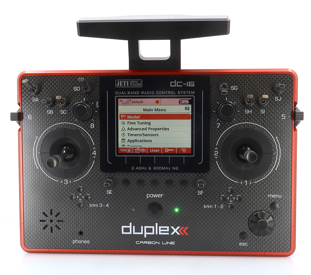 Jeti JDEX-TDC16II-CLRL Transmitter Duplex DC-16 II.- Carbon Line RED Lacquered AS - 2