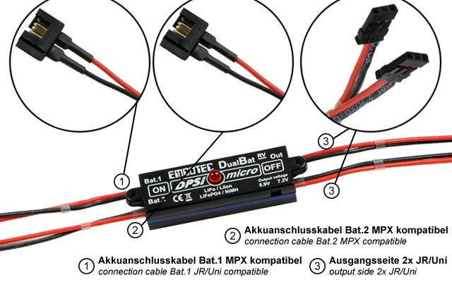DPSI Micro DualBat 5.9V/7.2V MPX dual power supply - 2