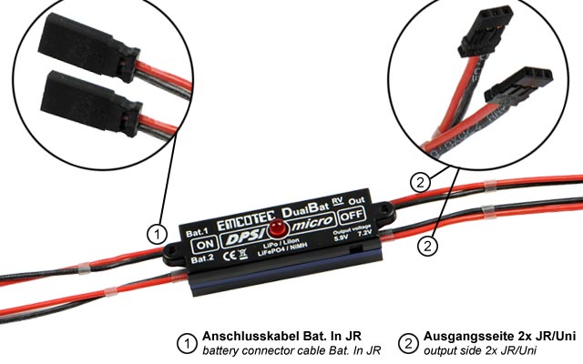 DPSI Micro DualBat 5.9V/7.2V F3A Edition dual power supply - 2