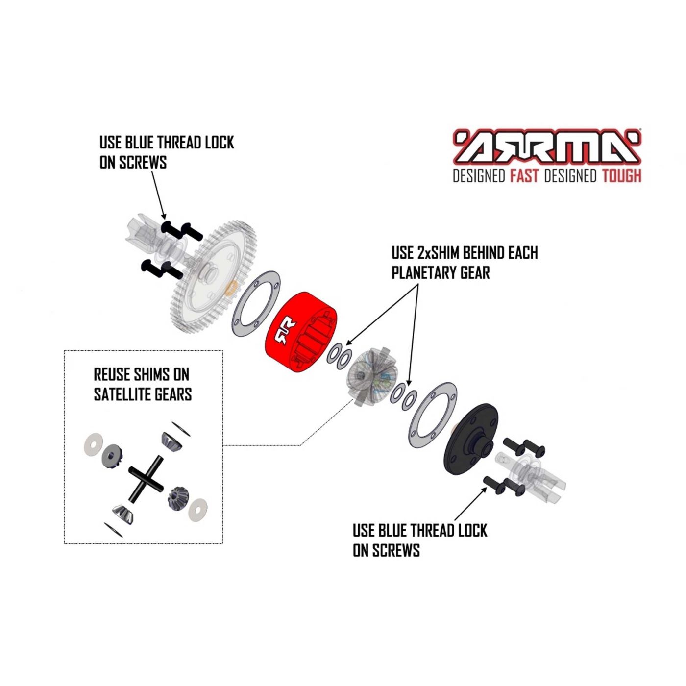 Arrma ARA220050 Metal Diff Case - 2