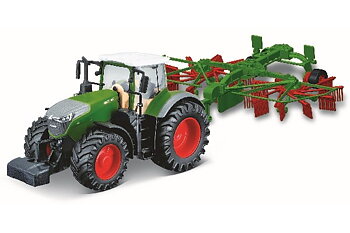 BURAGO 18-31665 Tractor w/whirl rake Fendt 1050 Vario 10cm green