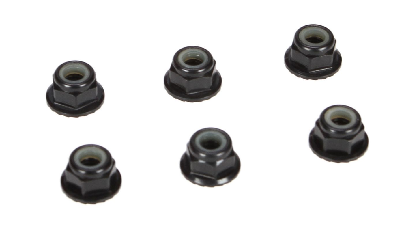 TLR TLR336000 4mm Aluminum Serrated Lock Nuts, Black (6)