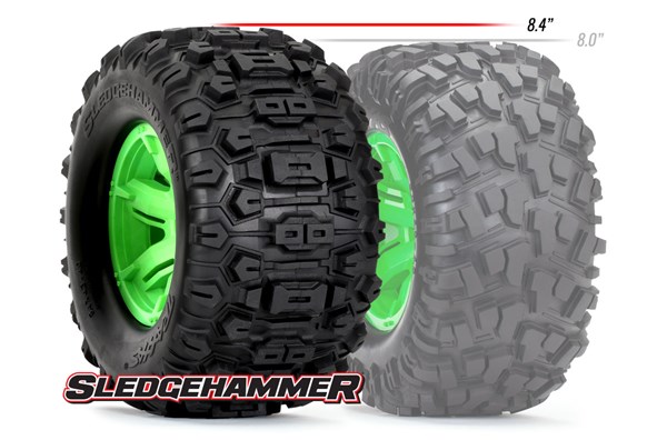 Tires & Rims Sledgehammer / X-Maxx Green (2)