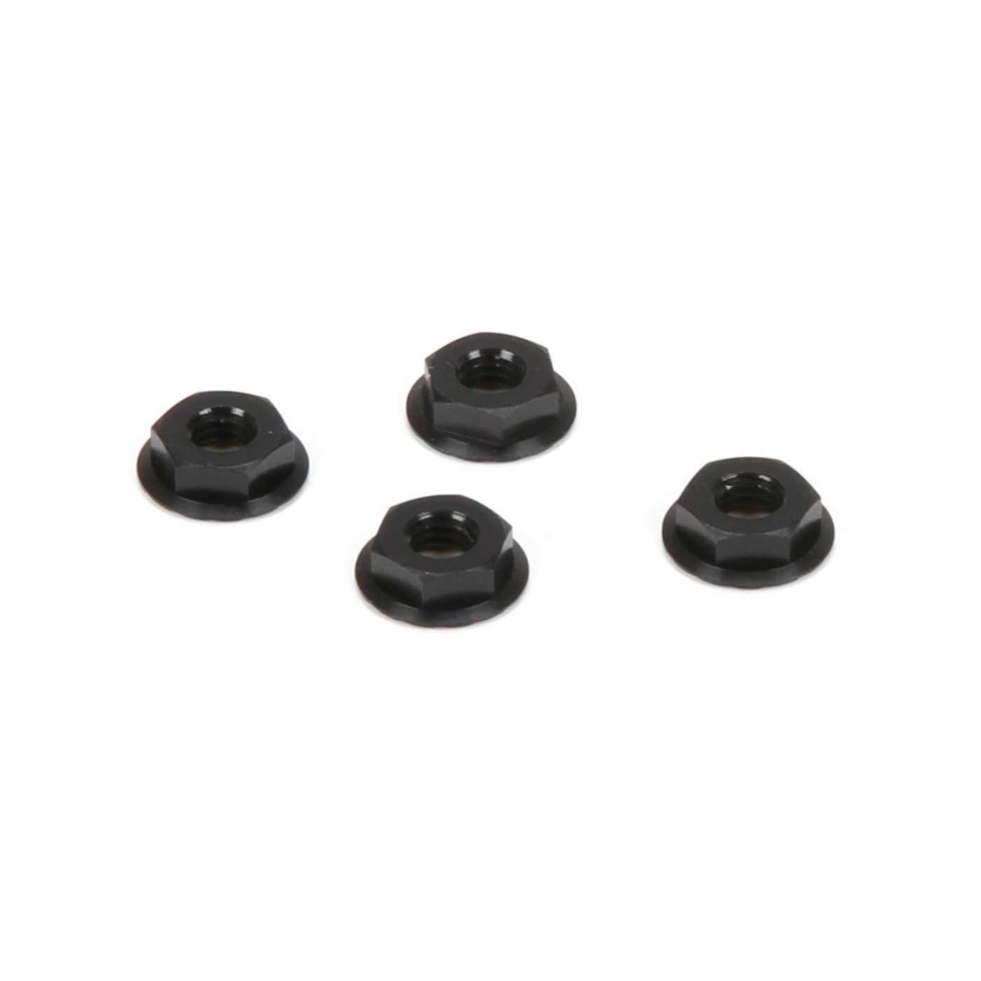 TLR TLR336003 M4 Aluminum Serrated Nuts, Low Profile, Black (4)