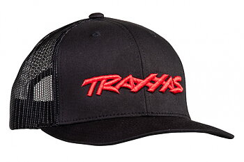 Cap Trucker Style Curved Screen Black (Red Logo)