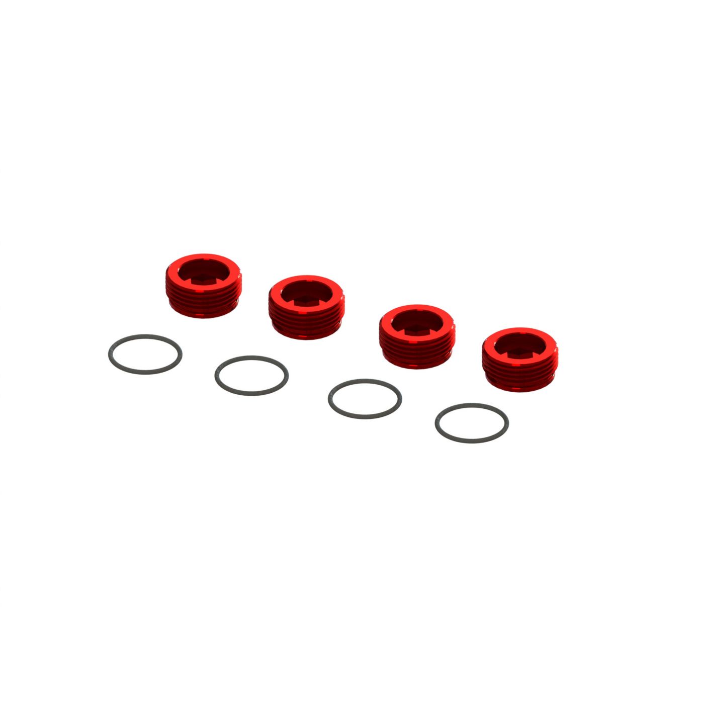 Arrma ARA320467 Aluminum Front Hub Nut Red (4) inc O-Rings