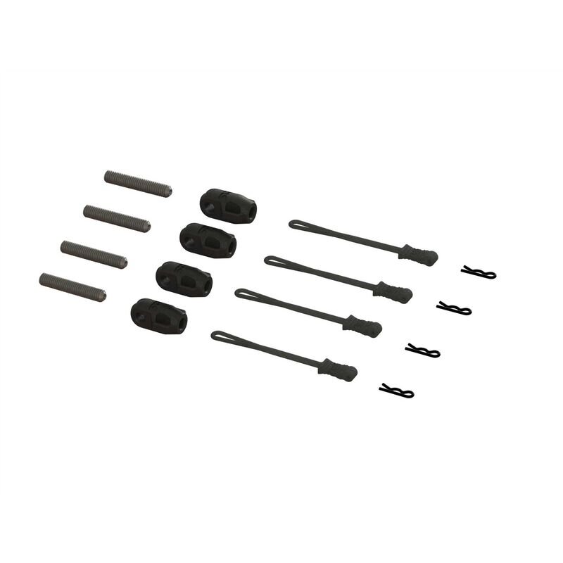 Arrma ARA320477 Brace Rod Ends W/Pins And Retainers (4)