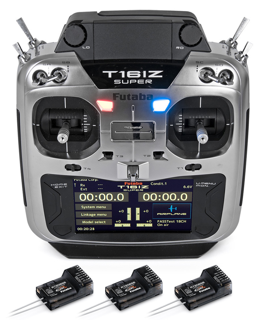 Futaba FP05003233-3 T16IZ-SUPER Radio Mode-2, 3pcs R7208SB - FASSTest, T-FHSS, S-FHSS